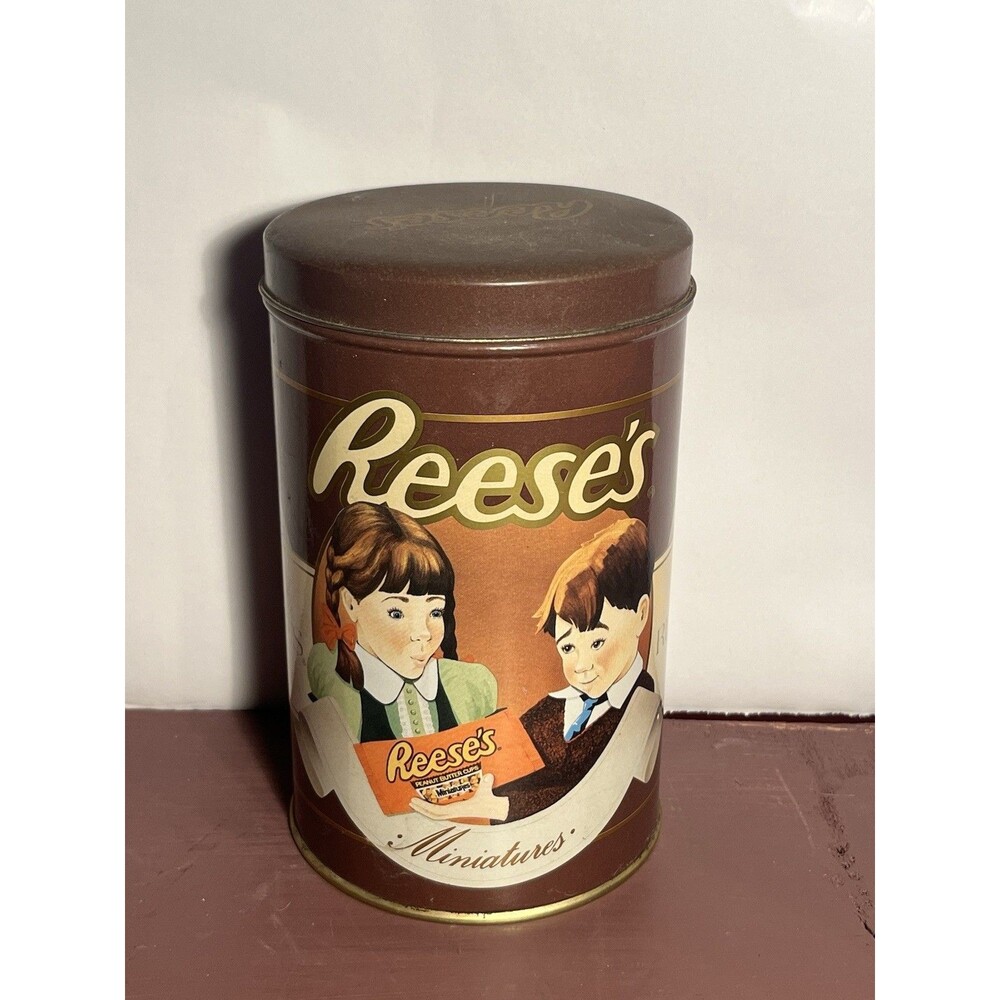 Vintage 1989 Reese's Peanut Butter Cups Tin Canister #3 Hershey's Hometown Ser.